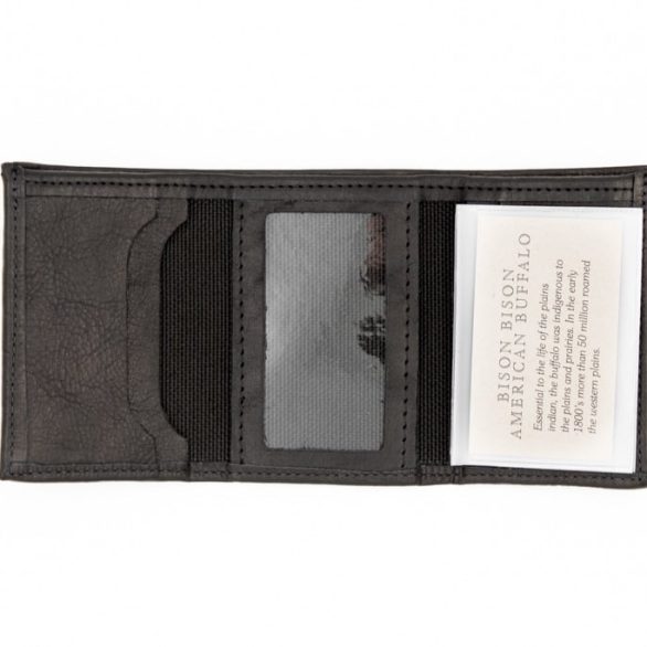 Mens Black Leather Wallet - Bison Leather - Made in USA