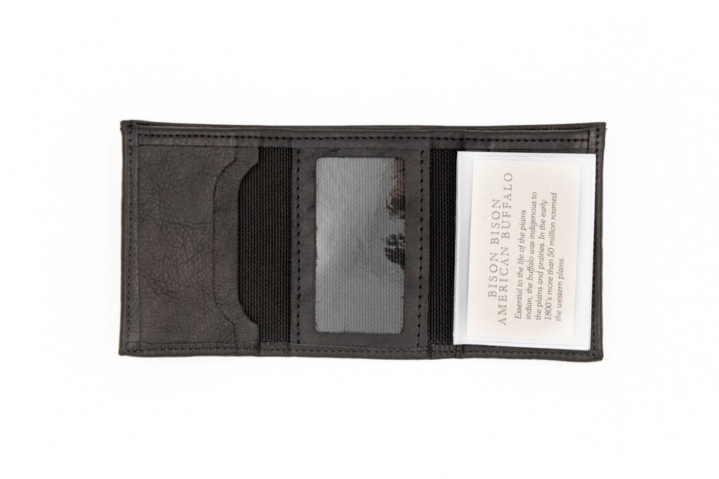 Mens Black Leather Wallet - Bison Leather - Made in USA