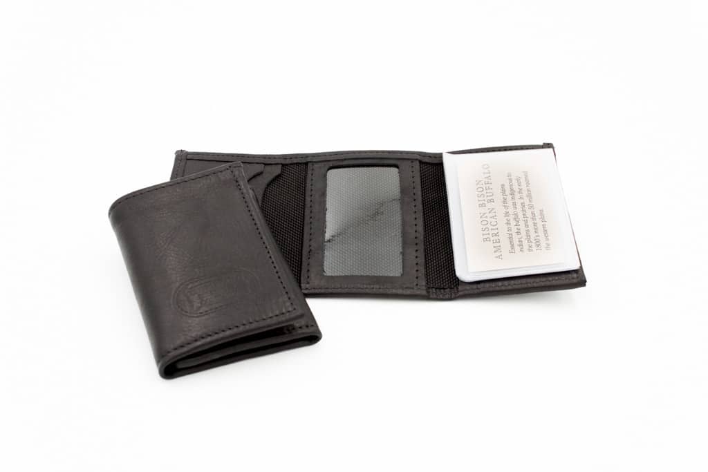 Black Leather Wallet Mens Trifold | Made in USA | Buffalo Billfold Company
