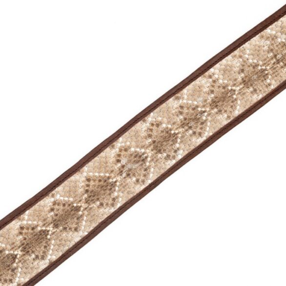Rattlesnake Guitar Strap - Bison Leather - Brown - Made in USA - Buffalo Billfold Company