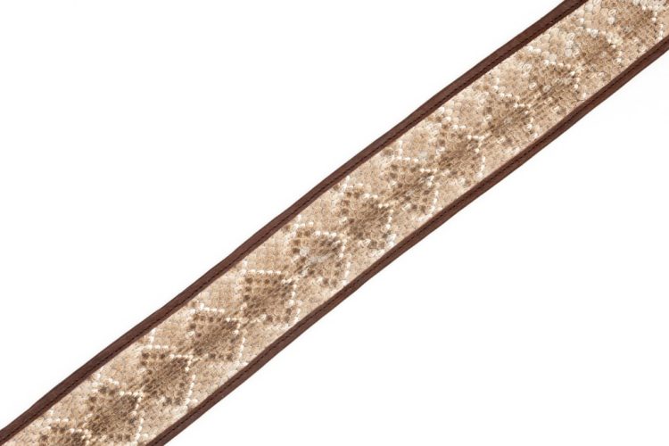 Rattlesnake Guitar Strap - Bison Leather - Brown - Made in USA - Buffalo Billfold Company