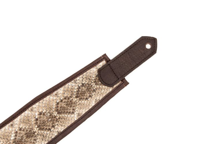 Snake Skin Guitar Strap - Bison Leather - Brown - Made in USA - Buffalo Billfold Company