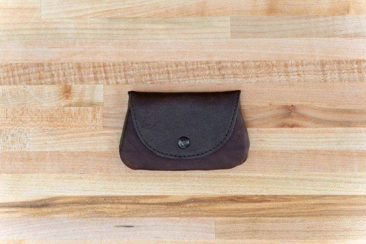 Mens Coin Purse - Brown Leather - Button
