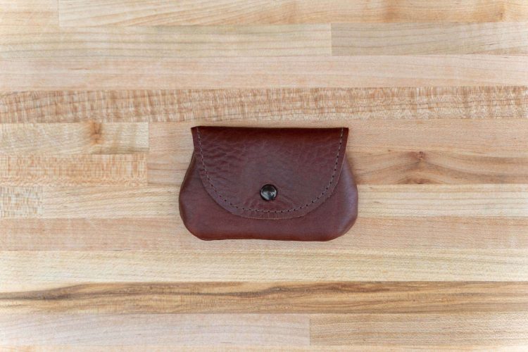 Mens Coin Purse - Red Leather - Button