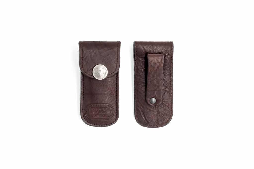Front and Back of Full Grain Leather Folding Knife Case