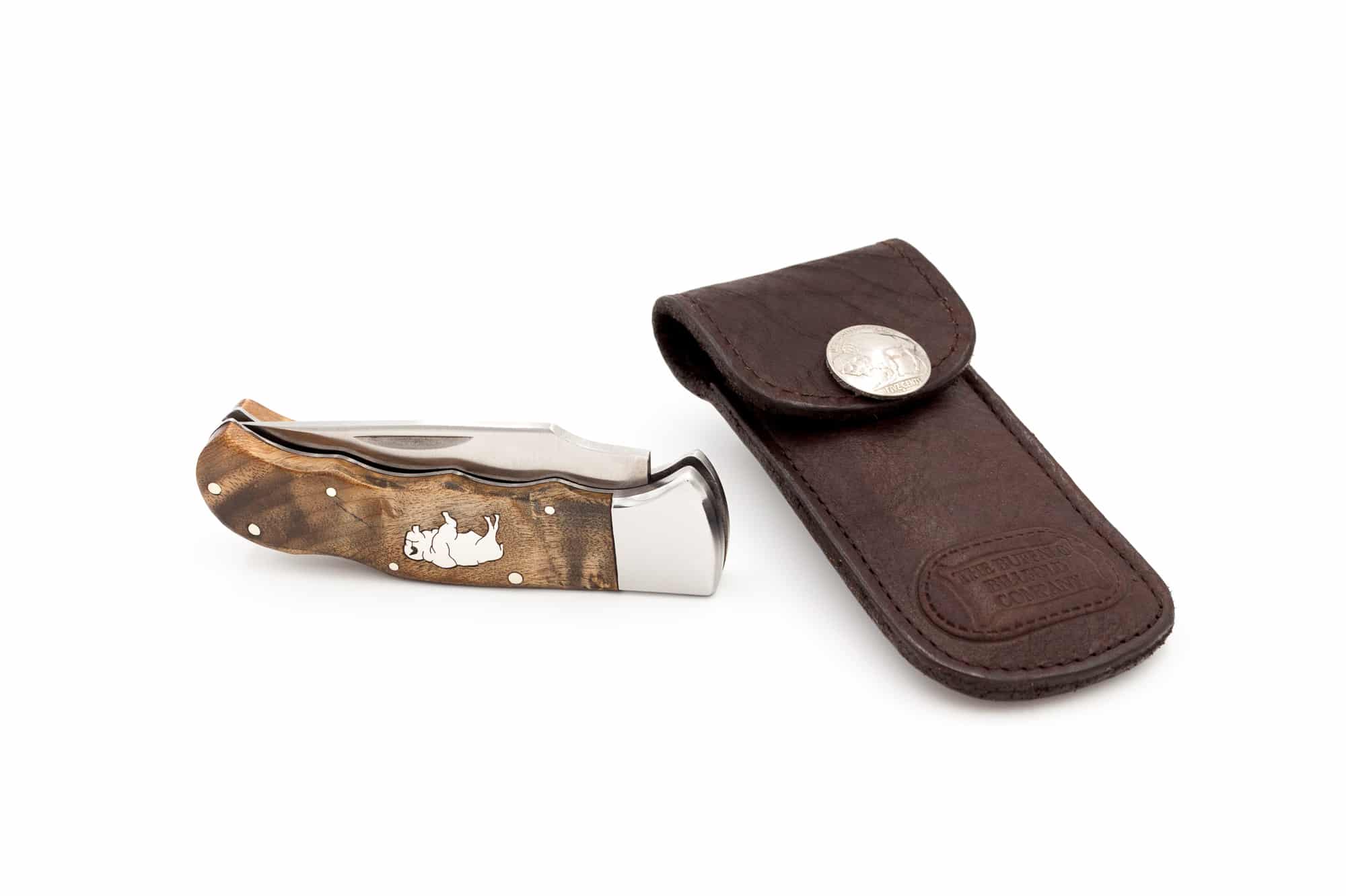 Belt knife with leather handle