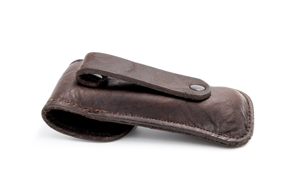 Genuine leather pocket  slip case sheath for folder knives. 