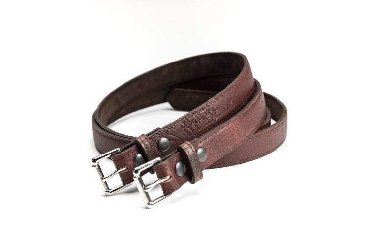 Mens Leather Belts - American Made - Buffalo Leather - Russet Red