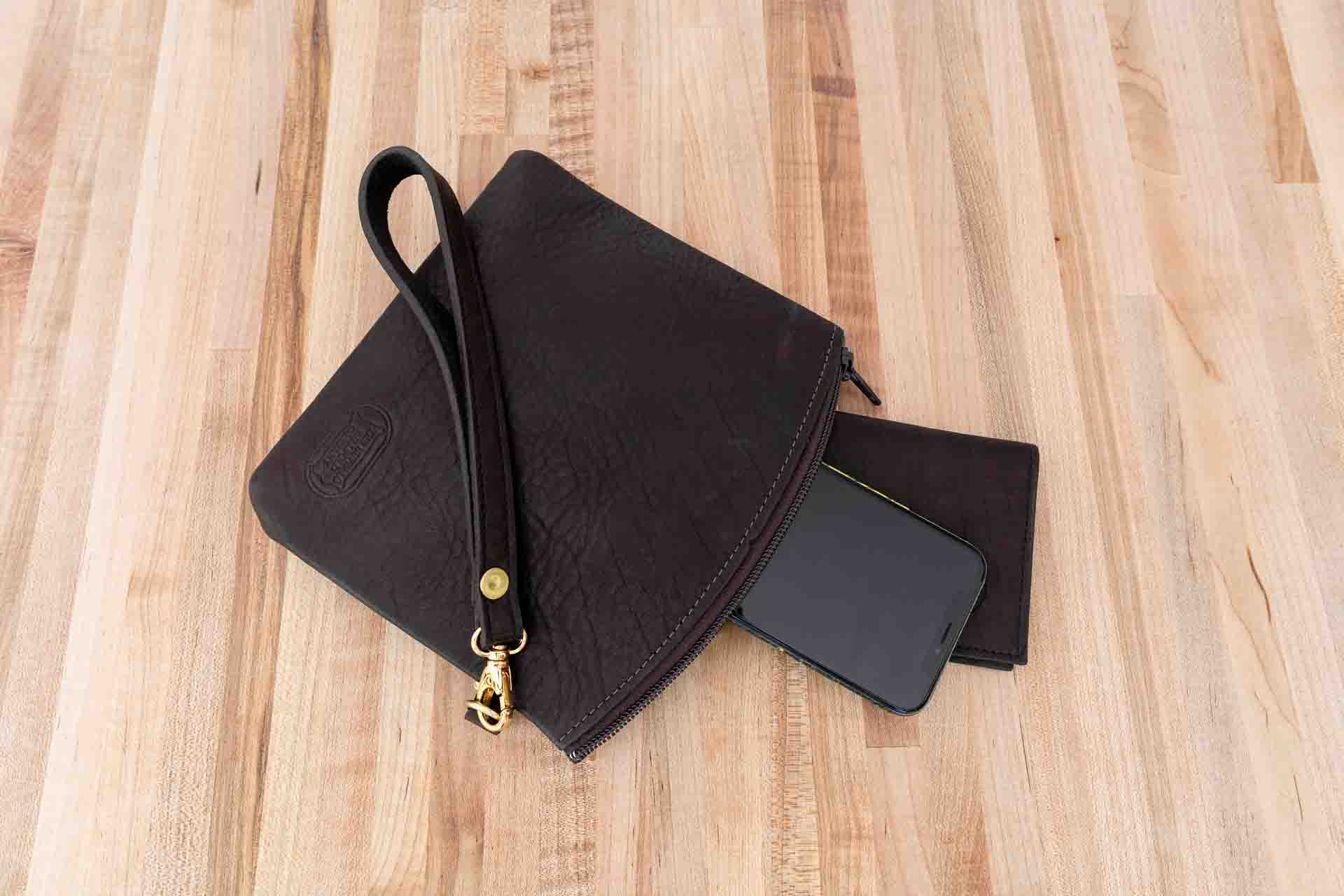 Brown Leather Wristlet Pouch - Wrist Bag | Buffalo Billfold Company
