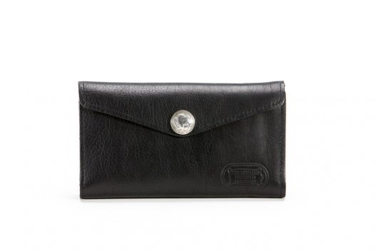 Womens Clutch Wallet - Bison Leather - Black