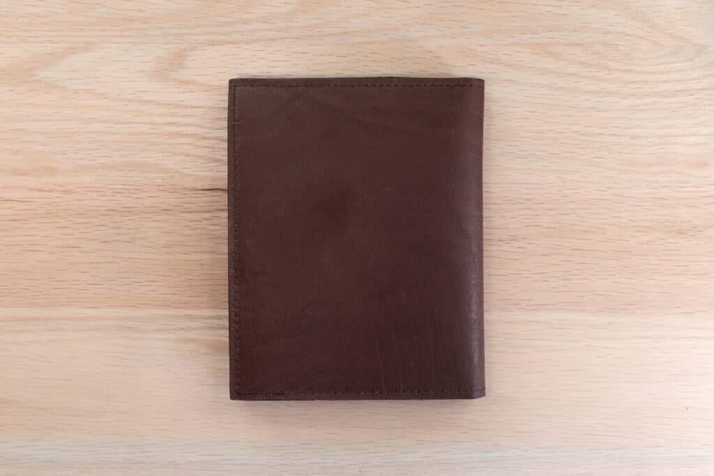 The Back Side Of The Brown Full Grain Leather Wallet