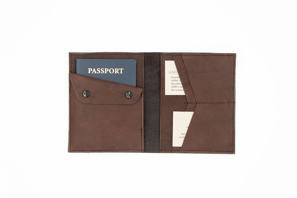 Buffalo Leather Passport Wallet - Black