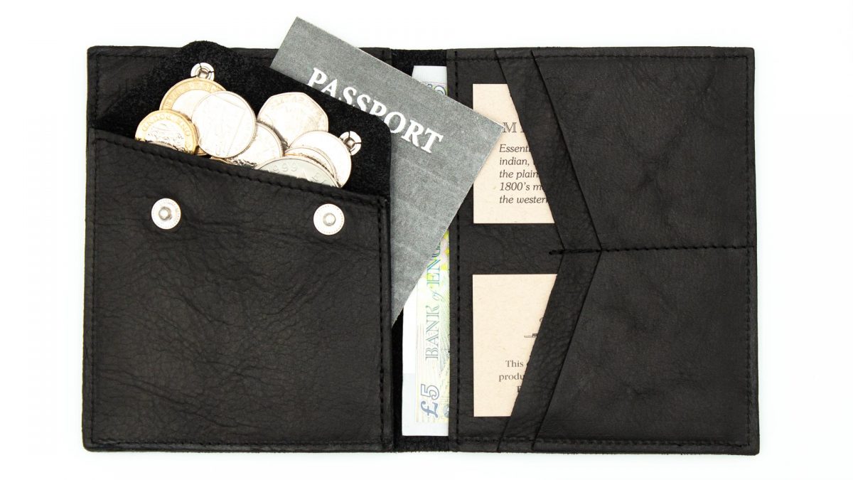 Black USA Leather Passport Cover Travel Document Holder Organizer Wallet  New