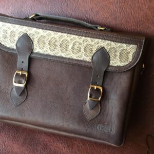 Mens Leather Attache Briefcase - Prairie Rattlesnake