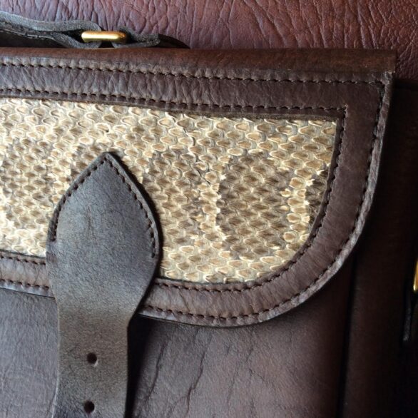 Mens Leather Attache Briefcase - Prairie Rattlesnake - Made in USA