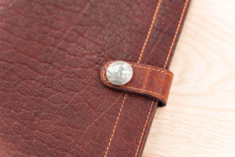 Buffalo Nickel Snap on Red Leather 3 Ring Binder