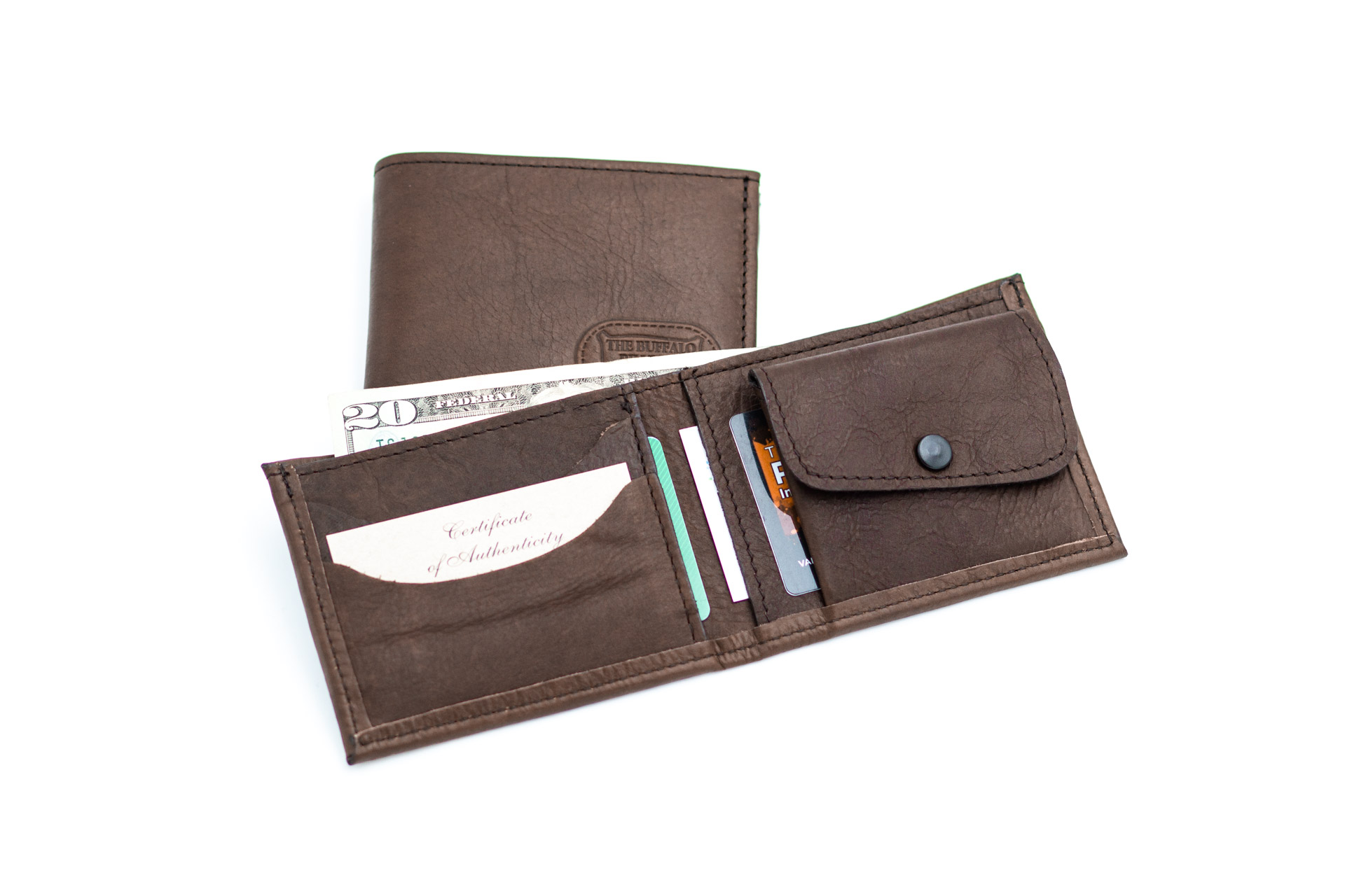 Genuine Leather Zipper Wallet with Coin Pocket