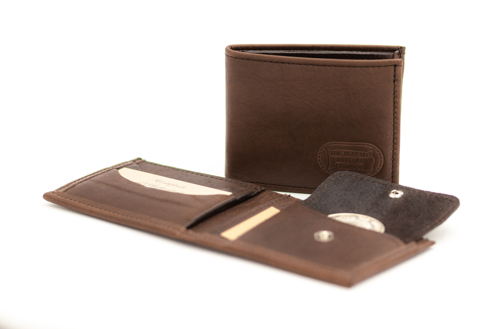 Buffalo Leather Bifold Wallet with Coin Pocket – Buffalo Billfold...