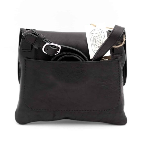 Black Leather Purse - Silver Dollar - Back