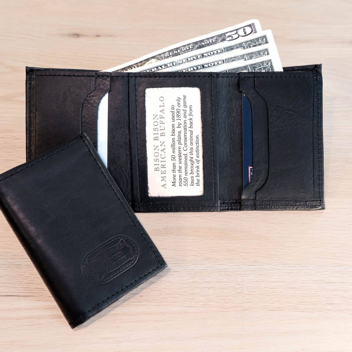 Men's Plaid Embossed Tri-Fold Business Leather Wallet