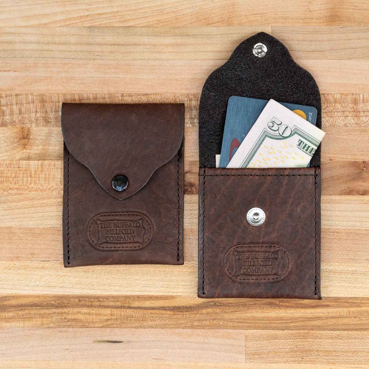Mens Leather Business Card Wallet - Handmade Simple Slim Card Case