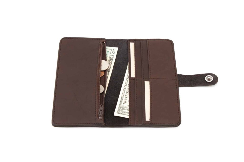 Womens Slim Leather Wallet - Brown - Made in USA