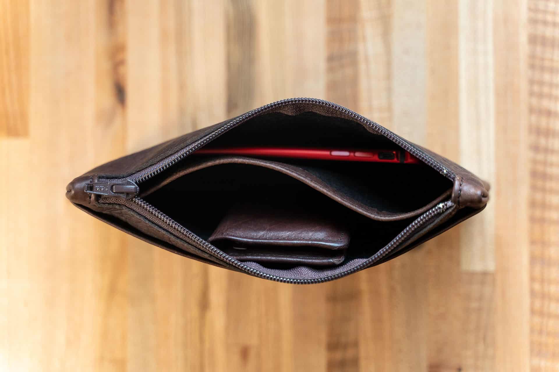 Large Leather Zipper Pouch