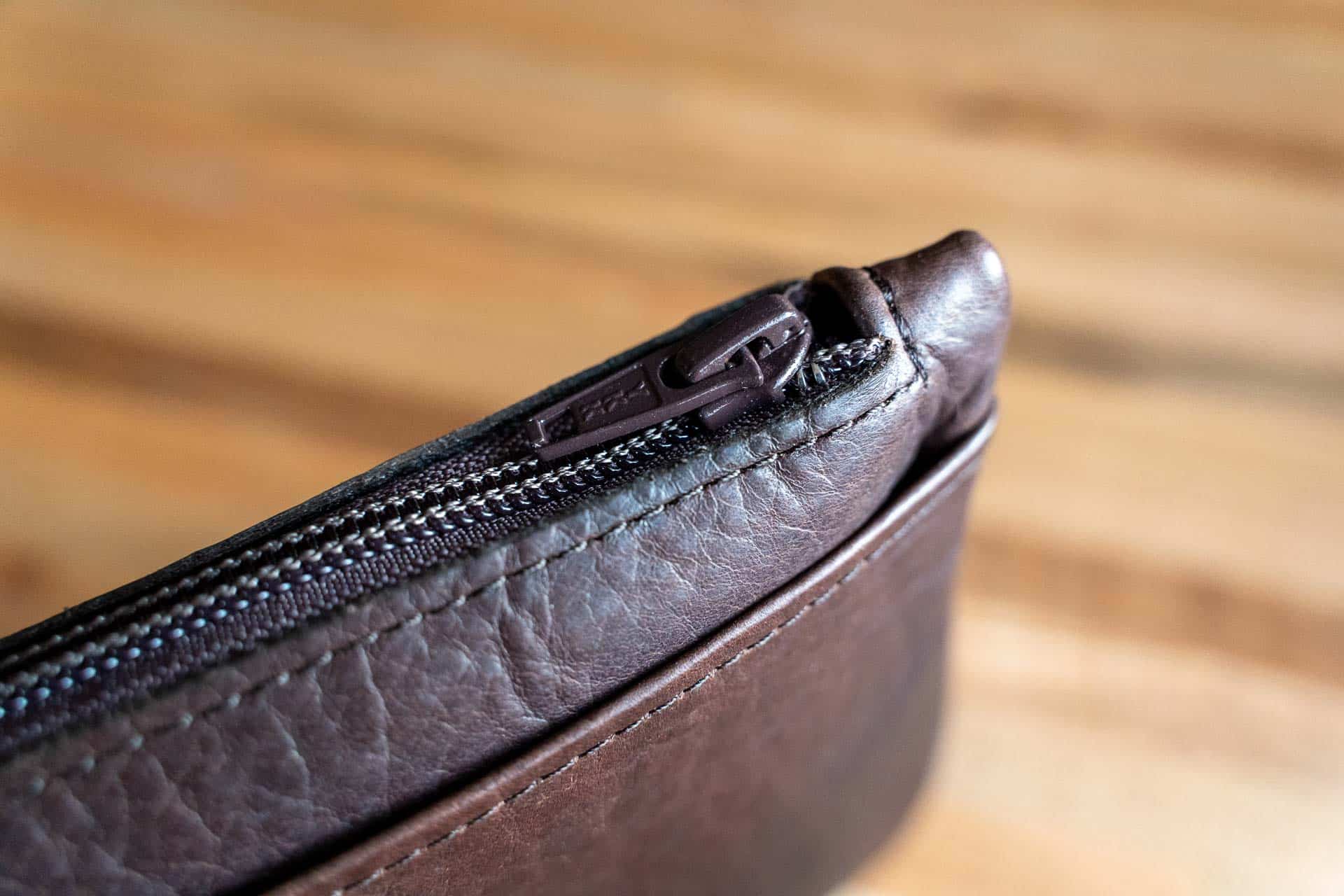 Leather Zipper Pouch - Outside Pocket