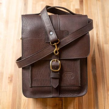 Brown Leather Expedition Bag - Brass Clips