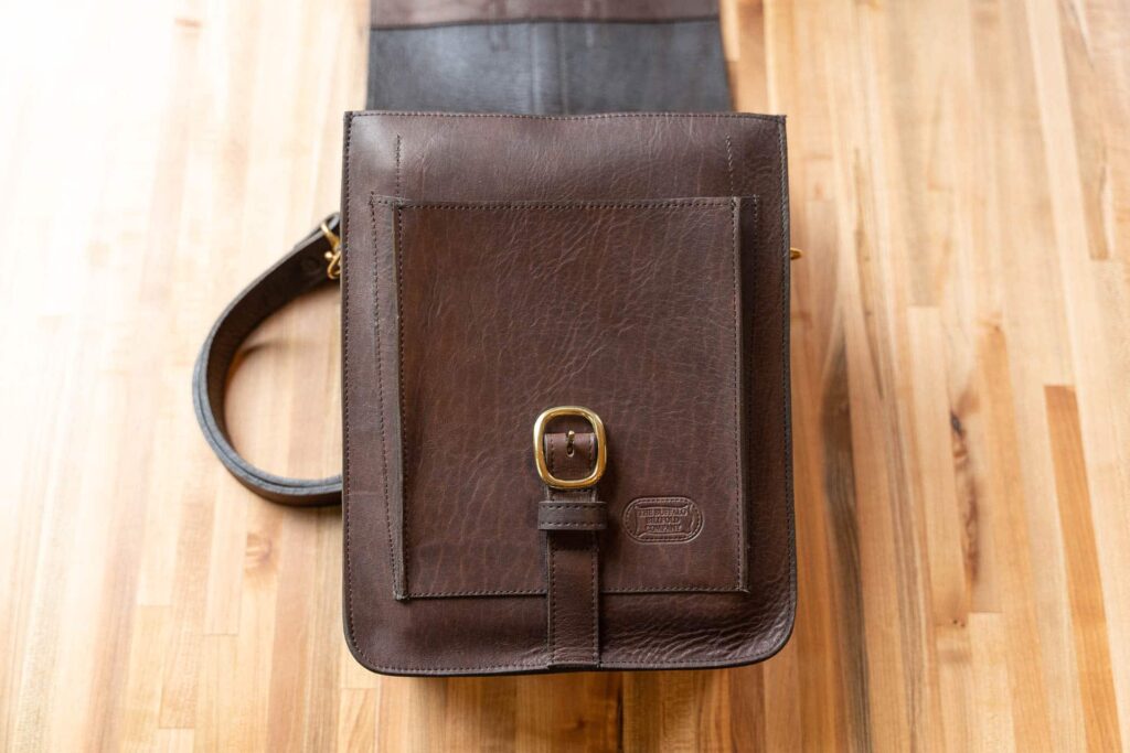 Brown Leather Expedition Bag - Open