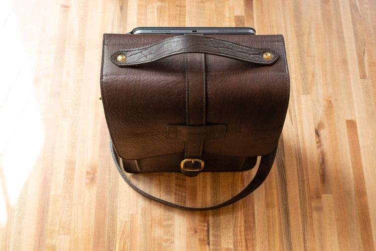 Leather Handle secured to this Mens Leather Satchel