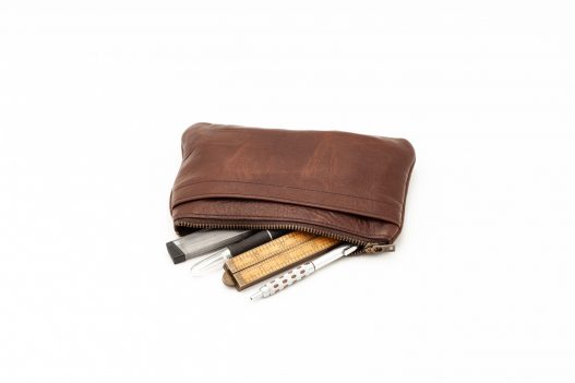 Brown Buffalo Leather Art Pouch for Pencils and Art Supplies