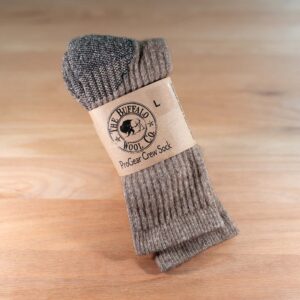 Bison Wool Socks - Made in USA - Crew Cut - Large