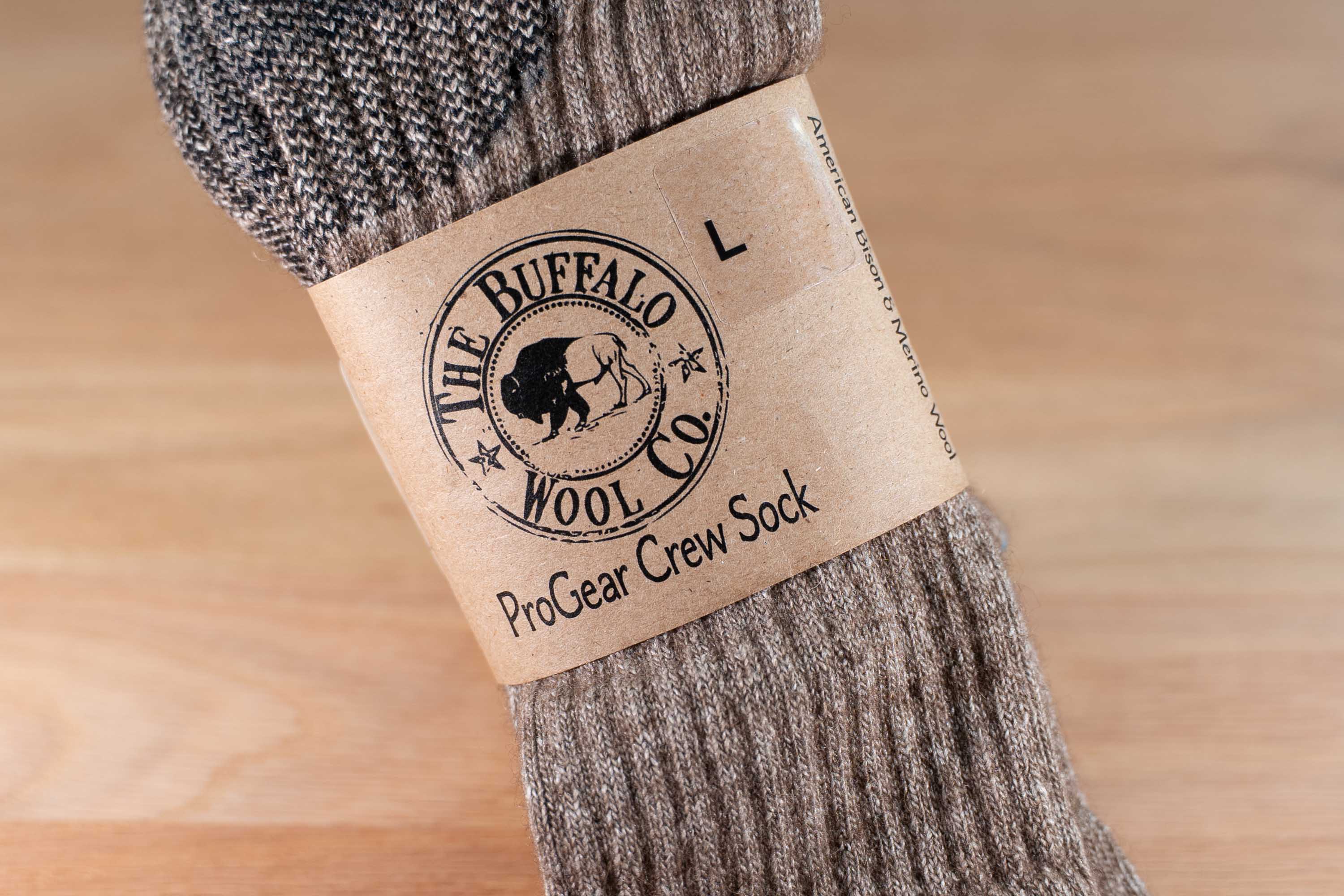 Bison Wool Socks - Made In Usa - Crew Cut - Large Bison Wool Socks - Made In Usa - Crew Cut - Large
