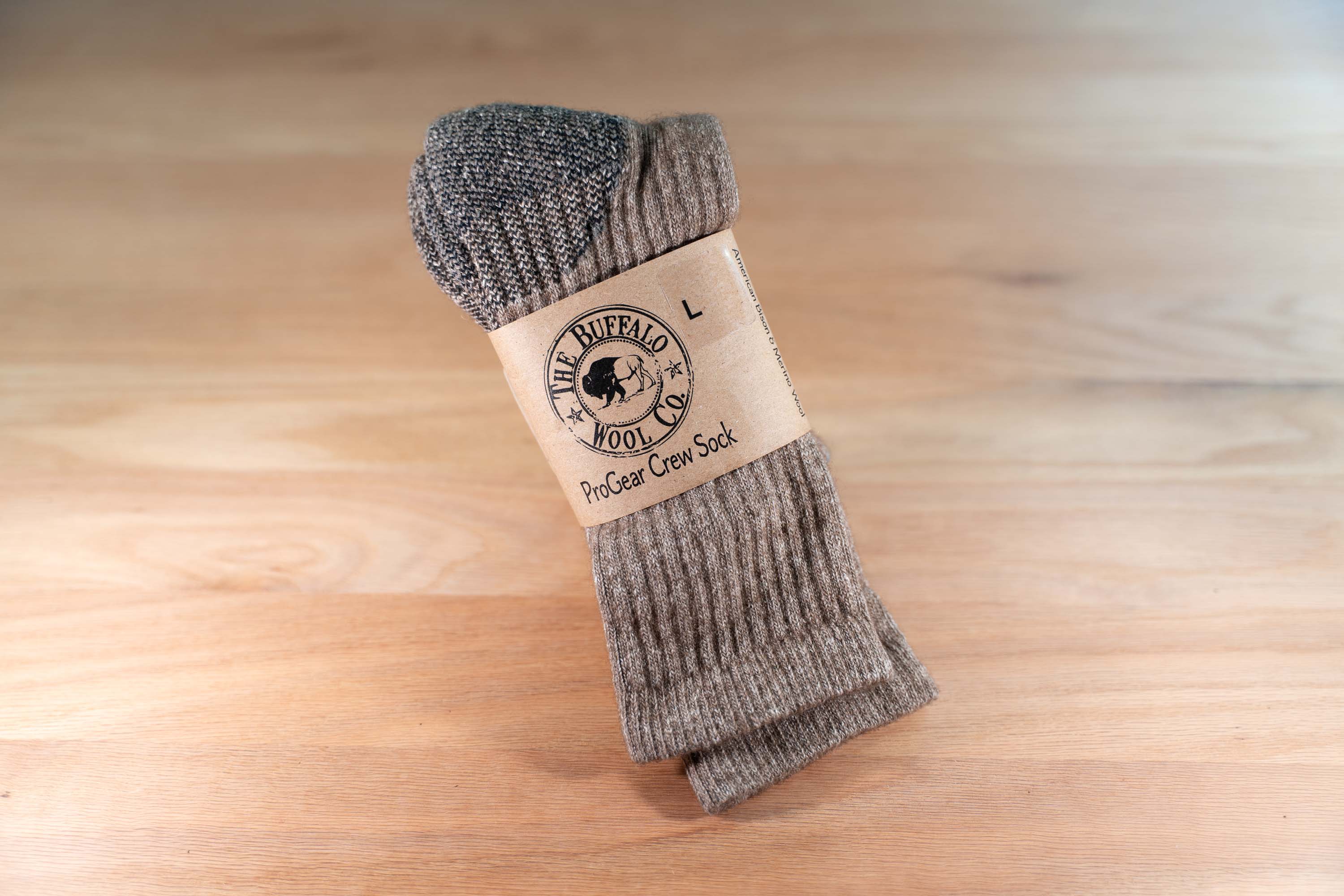 Bison Wool Socks - Made In Usa - Crew Cut - Large Bison Wool Socks - Made In Usa - Crew Cut - Large