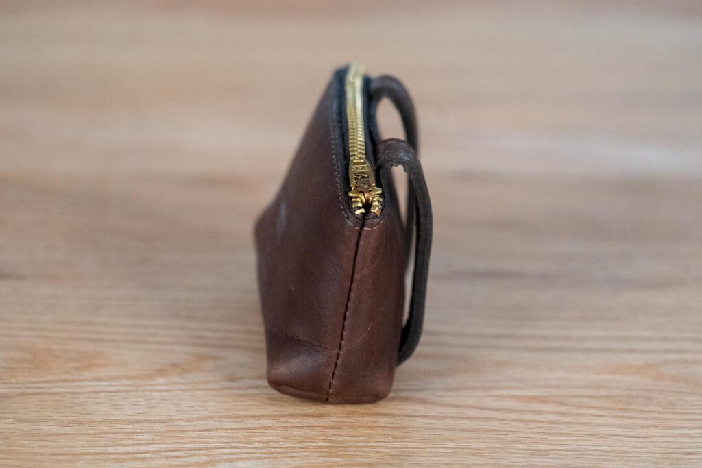 Leather Belt Pouch - Brass Zipper - Side - Made In Usa