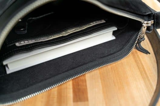 Dakota Purse - Buffalo Leather - Black - Made in USA - Inside Pockets