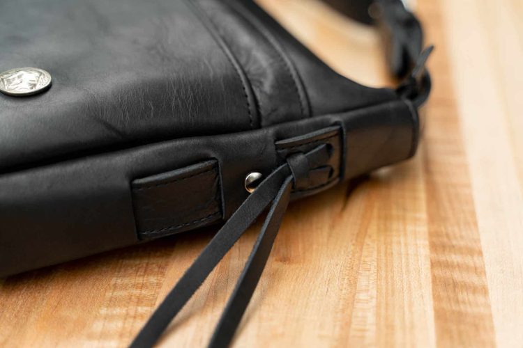 Dakota Purse - Buffalo Leather - Black - Made in USA - Leather Lacing