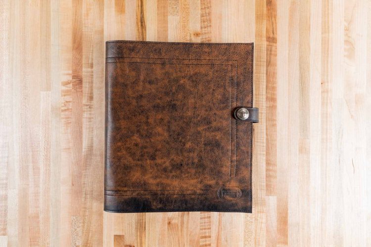 Antique Bomber Jacket Leather 3 Ring Binder - Made in USA - Front