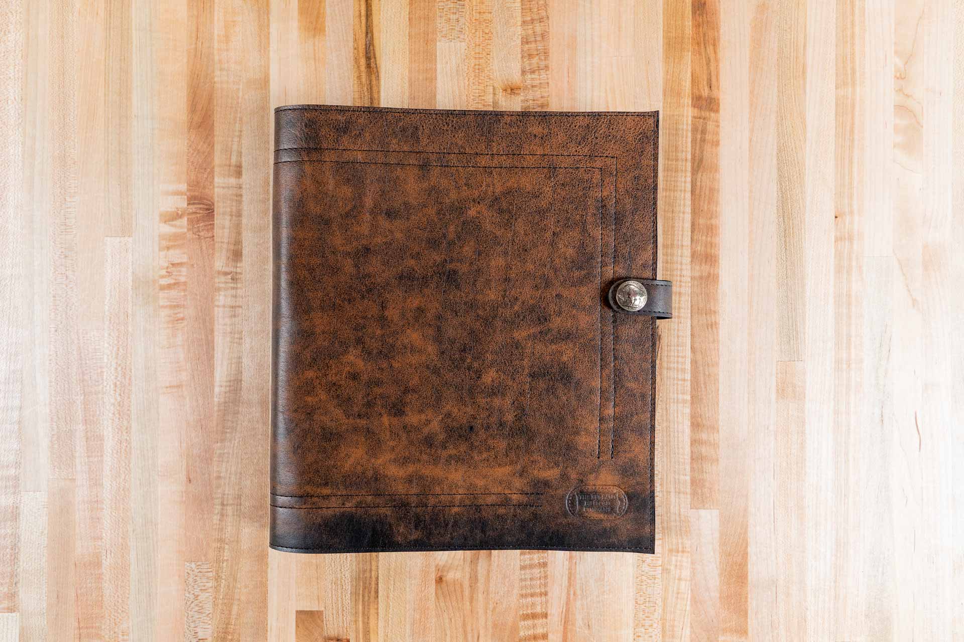 Vintage 3-Ring Binder Portfolio, Handmade Leather Holder for A4