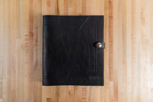 Black Leather 3 Ring Binder - Made in USA - Front