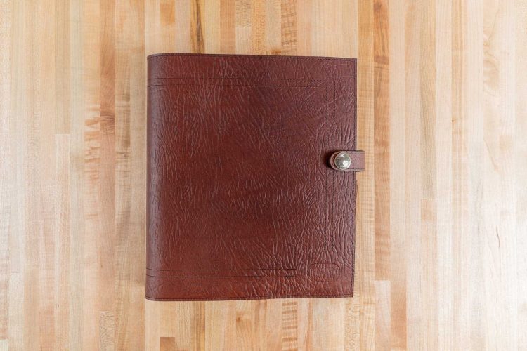 Red Leather 3 Ring Binder - Made in USA - Front