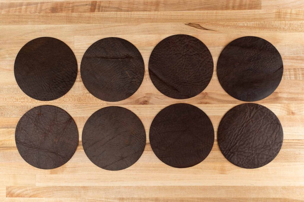 Round Leather Coasters - Handmade - Made in USA