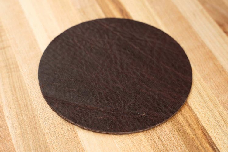 Round Leather Coasters - Brown - Handmade in USA