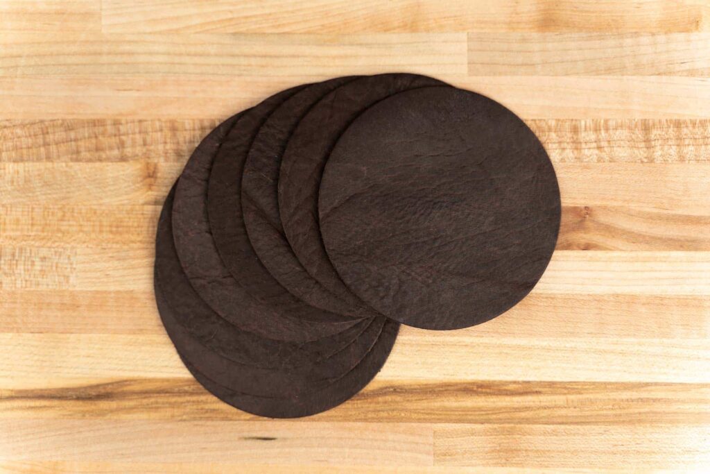 Round Leather Coasters - Handmade - Made in USA