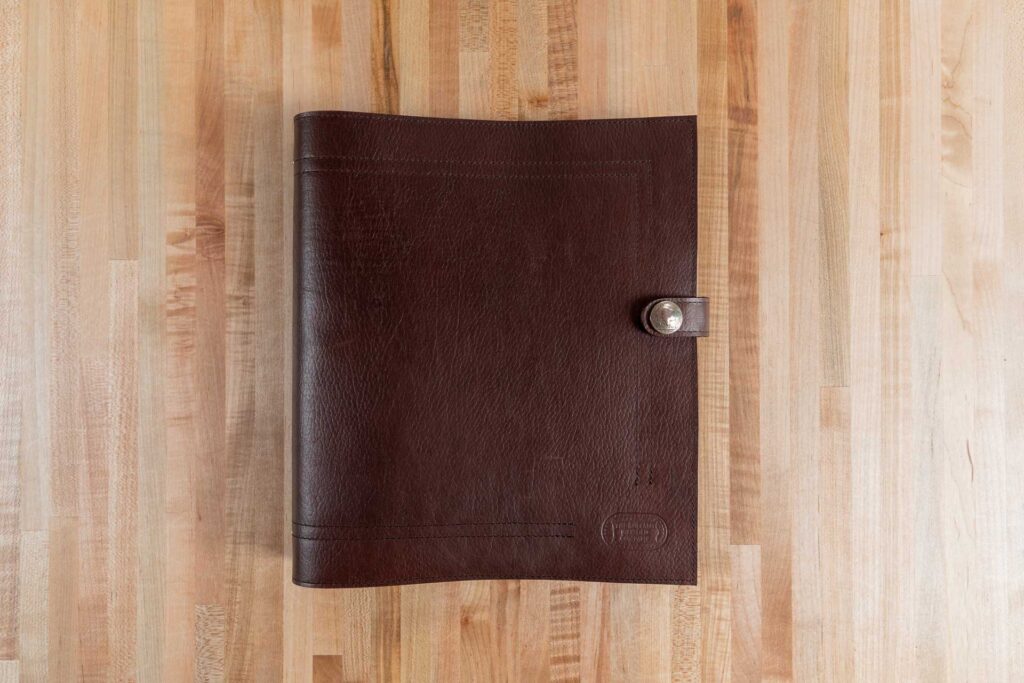 Russet Brown Leather 3 Ring Binder - Made in USA - Front
