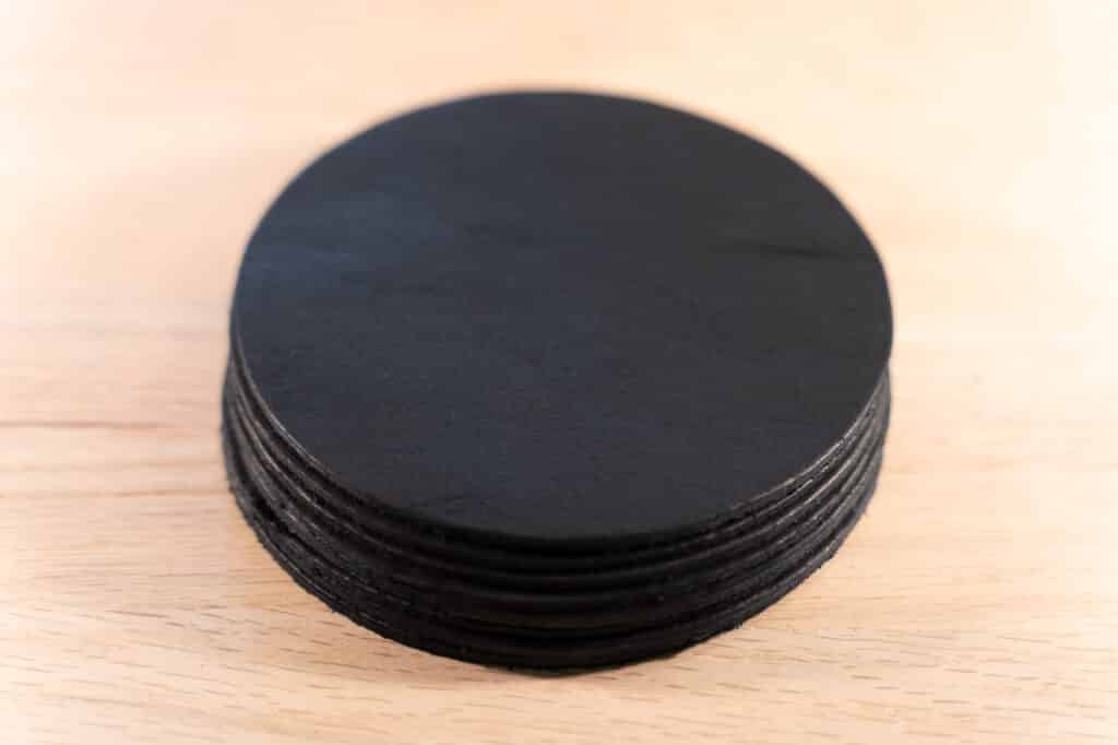 Round Black Leather Coasters - Made in USA