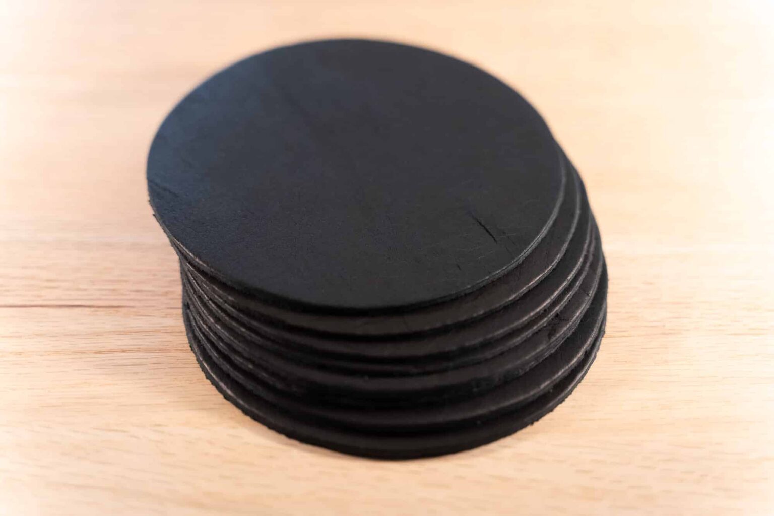 Round Leather Coasters Set Made in USA 4.5 inches Buffalo