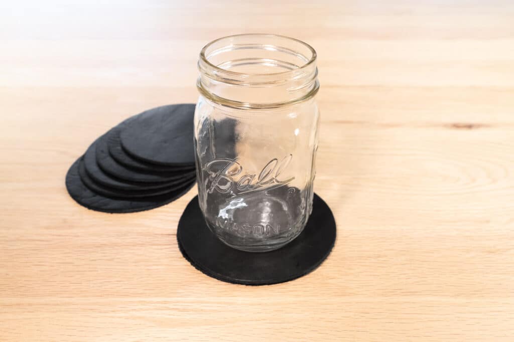 Absorbent Round Black Leather Coasters for Drinks
