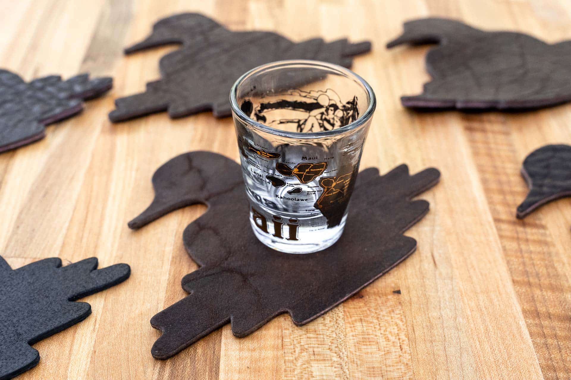 Shot Glass Leather Coasters - Made in USA - Loon Shaped